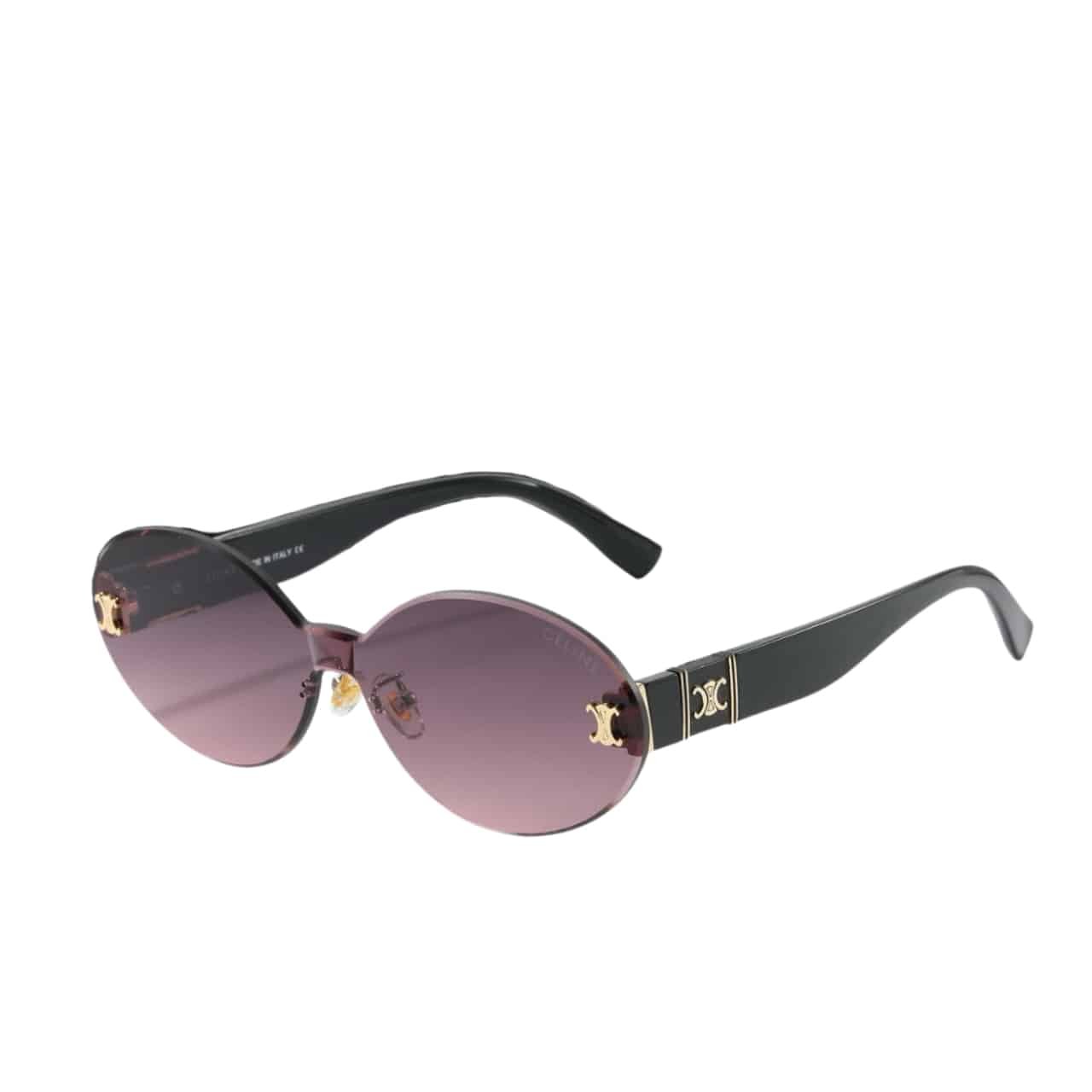 TBB-16 Celine Tortoise Luxe Oval Rimless Sunglasses Purple Rose - Image 1