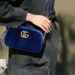 Gucci Small Gg Marmont Camera Bag Velvet Dark Blue 23Cm - Image 2