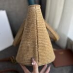 Celine Supple Small Triomphe Classic Panier In Raffia Tan 25Cm - Image 5