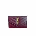 Saint Laurent Cassandre Matelassé Small Envelope Wallet In Grain De Poudre Leather 11Cm