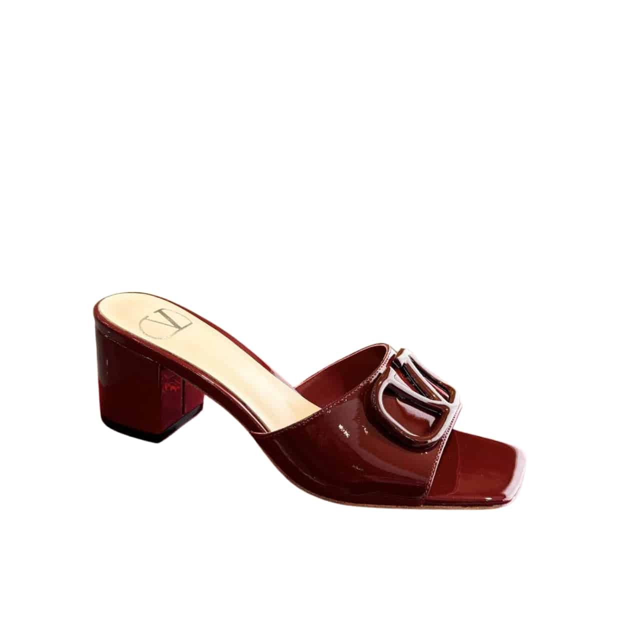 TBNB-1-8-1 Valentino Vlogo Signature Slide Sandal Burgundy - Image 1