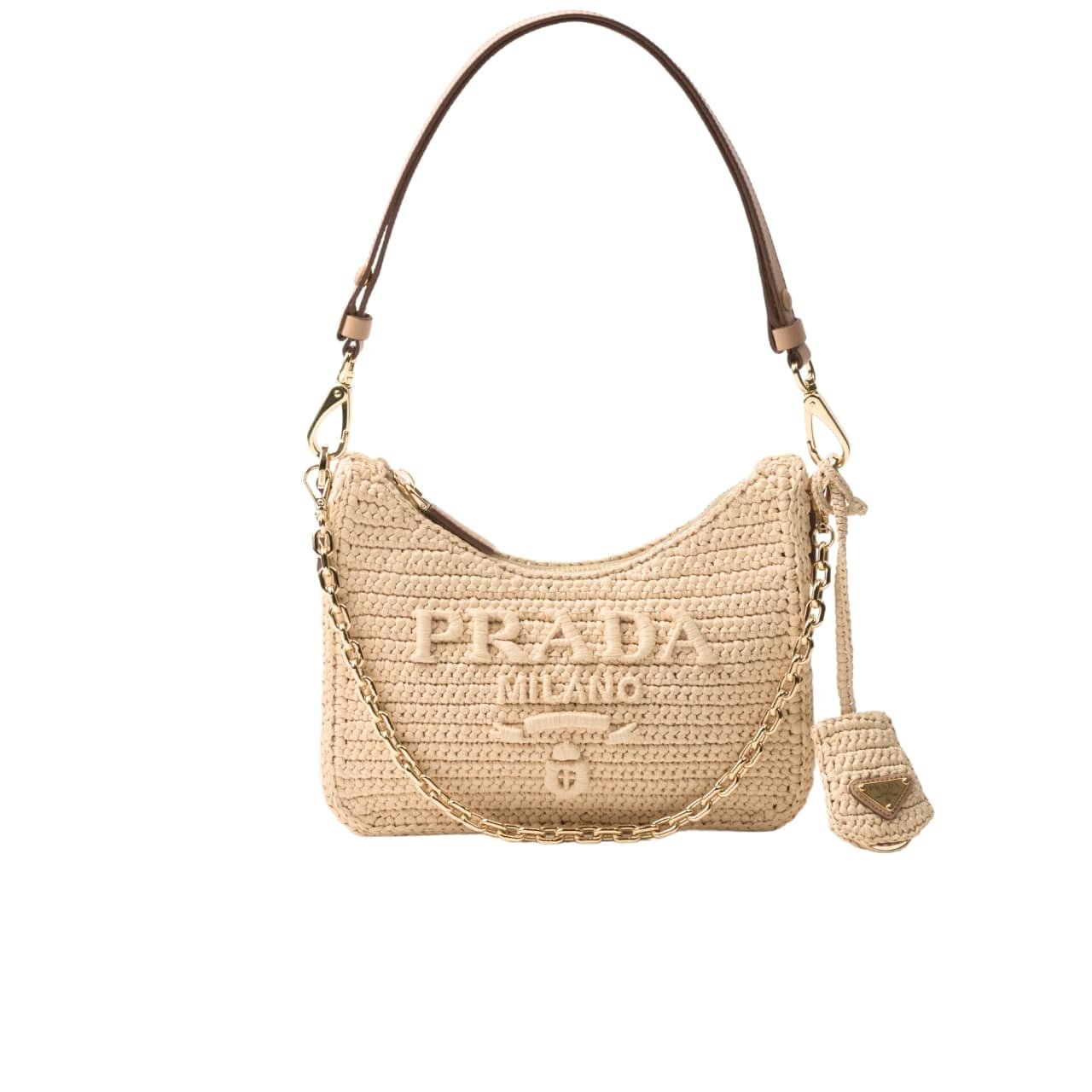 TBNB-2-6 Prada Re Edition Crochet Bag Natural 22Cm 1Bc204 2M2T F0018 V Juo - Image 1