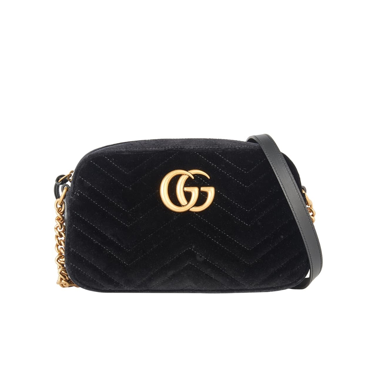 TBNB-29 Gucci Small Gg Marmont Camera Bag Velvet Black 23Cm - Image 1