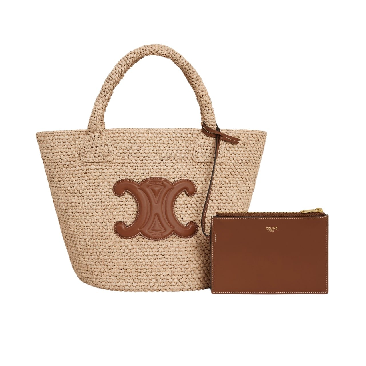 TBNB-30-1-1 Celine Supple Small Triomphe Classic Panier In Raffia Tan 25Cm - Image 1