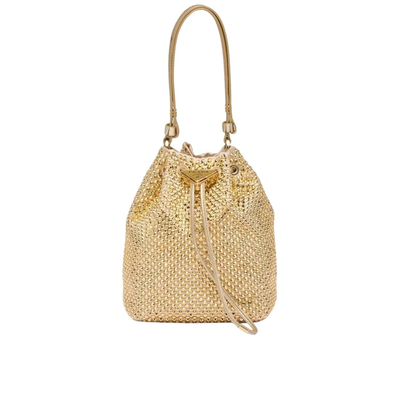 TBNB-35-1 Prada Embellished Satin Pouch Platinum Color 20Cm 1Nr016 2Awl F0522 - Image 1