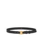 Celine Medium Triomphe Belt In Taurillon Leather Black 25Mm 45Ak93A01 38No