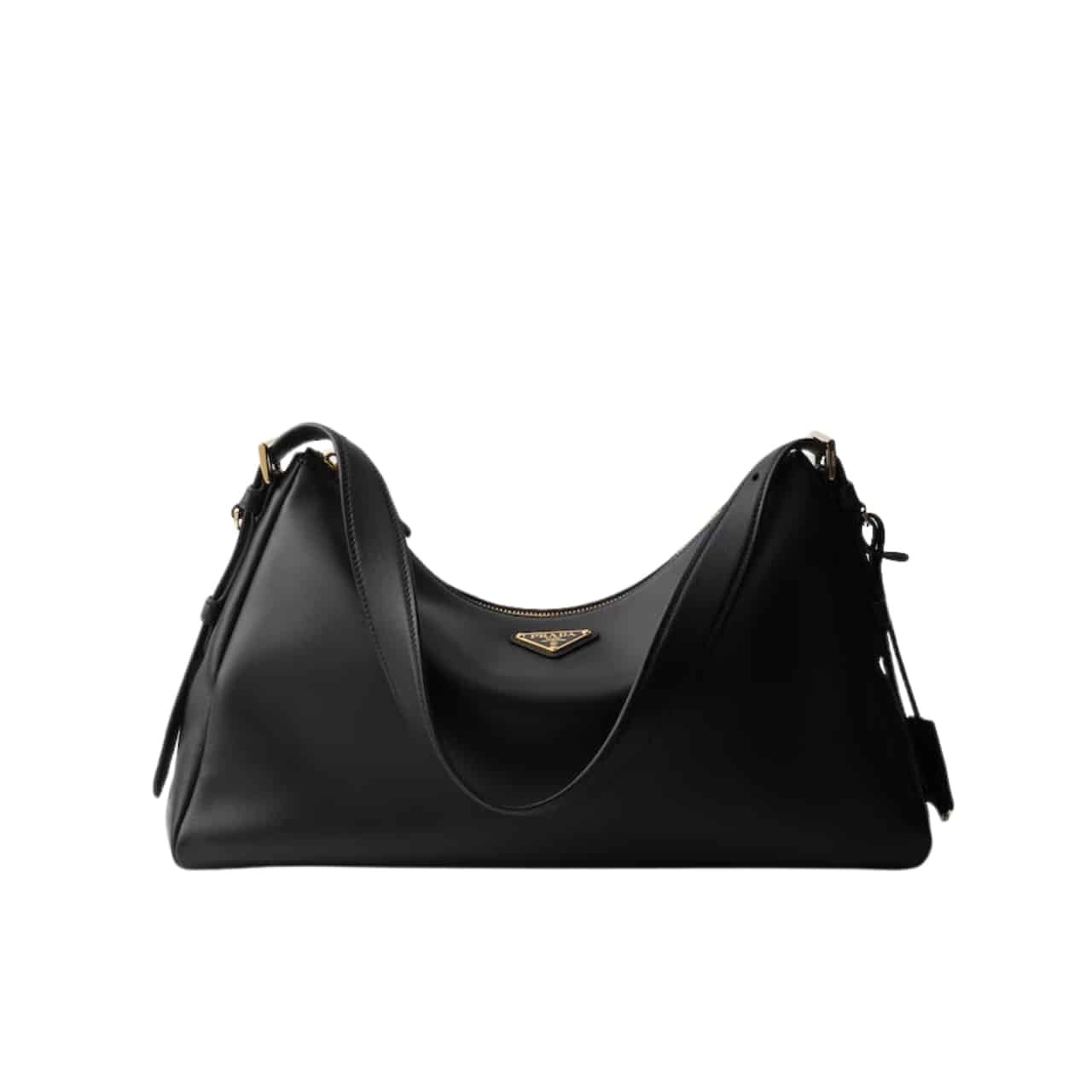 TBNB-38-2 Prada Aimée Large Leather Shoulder Bag Black 39Cm 1Bc228 2Cys F0002 V Lvm - Image 1