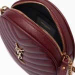 Saint Laurent Vinyle Round Camera Bag In Chevron Quilted Grain De Poudre Embossed Leather Red 18Cm - Image 3