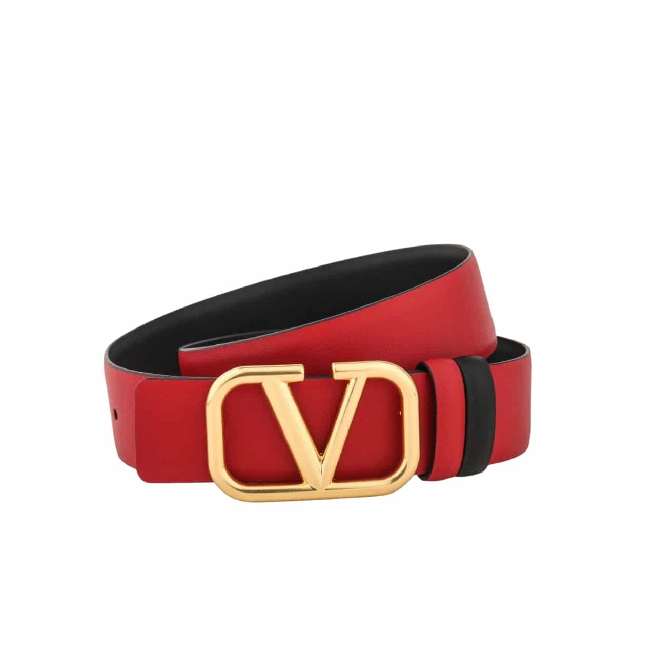 TBNB-4 Valentino Garavani V Logo Reversible Leather Belt In Red 70Mm - Image 1