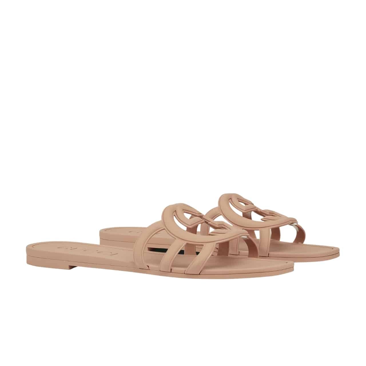 TBNB-46 Gucci Women’s Interlocking G Slide Sandal Light Beige 780307 J8700 2526 - Image 1