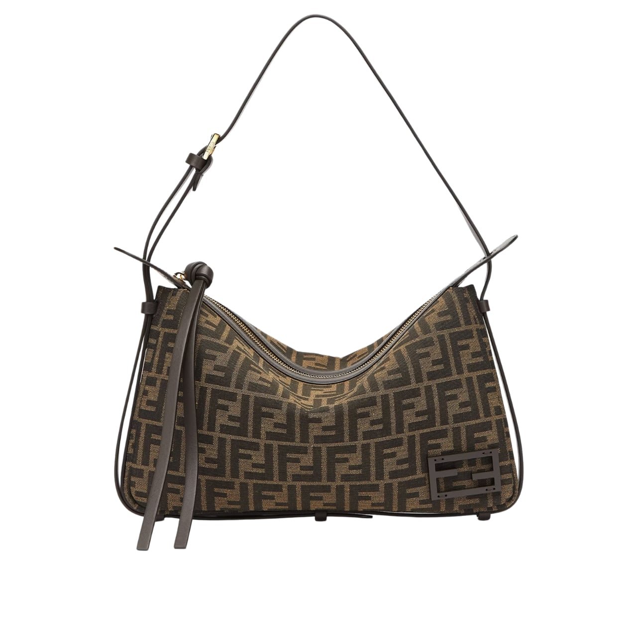 TBNB-6-16 Fendi Simply Fendi Medium Brown Ff Jacquard Fabric Bag 25Cm 8Br829Afpmf1Gl7 - Image 1