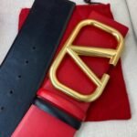 Valentino Garavani V Logo Reversible Leather Belt In Red 70Mm - Image 5