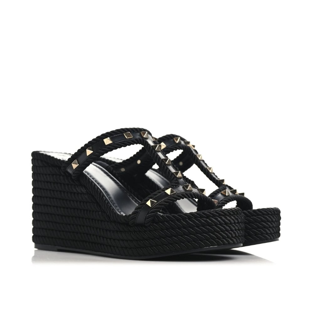Thumbnail-10-2-2 Valentino Rockstud Wedge In Black 90mm 4W2S0GI5BAE 0NO - Image 1