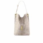 Saint Laurent Niki Supple Bucket In Suede Gray 38cm
