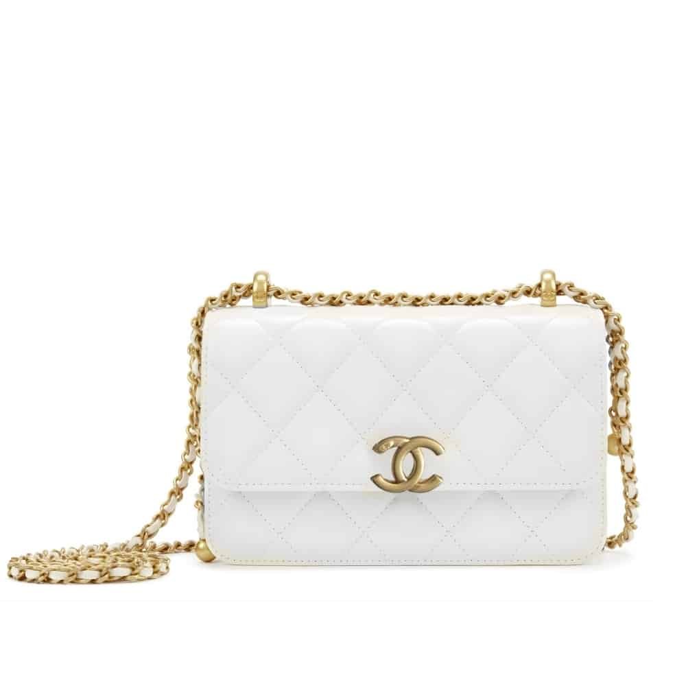 Thumbnail-13-3-1 Chanel Mini Single Flap Bag Gold Hardware White 19Cm As2615 B05973 10601 - Image 1