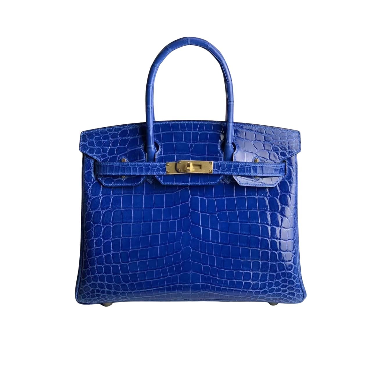 Thumbnail-15-1 Hermes Birkin 30 Crocodile Gold Toned Hardware Dark Blue 30Cm - Image 1