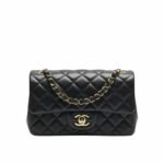 Chanel Mini Classic Handbag Gold Tone Metal Black 20Cm A69900 Y04059 94305