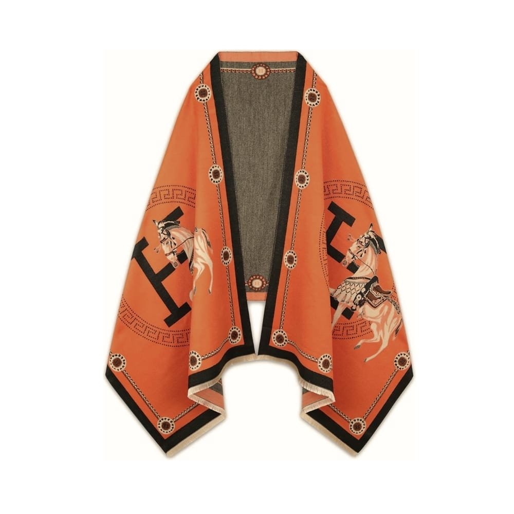 Thumbnail-21-6 Hermes Cashmere Muffler Orange - Image 1