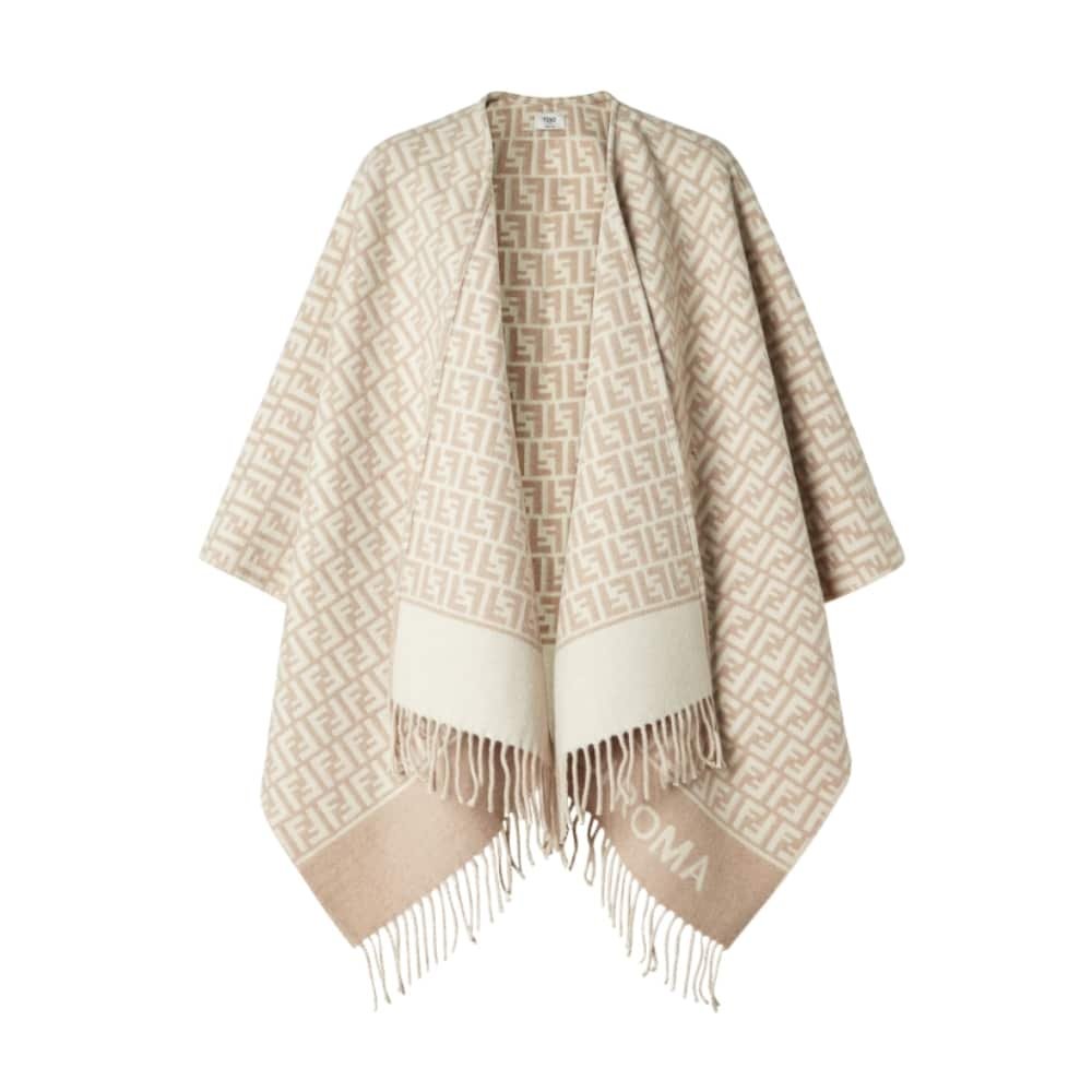 Thumbnail-23-2-1 Fendi Poncho Beige Wool And Cashmere Poncho Fxx723aqcwf0qb9 - Image 1