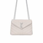 Saint Laurent Loulou Small Chain Bag In Matelassé Y Leather White Silver 23Cm 494699DV726 9207