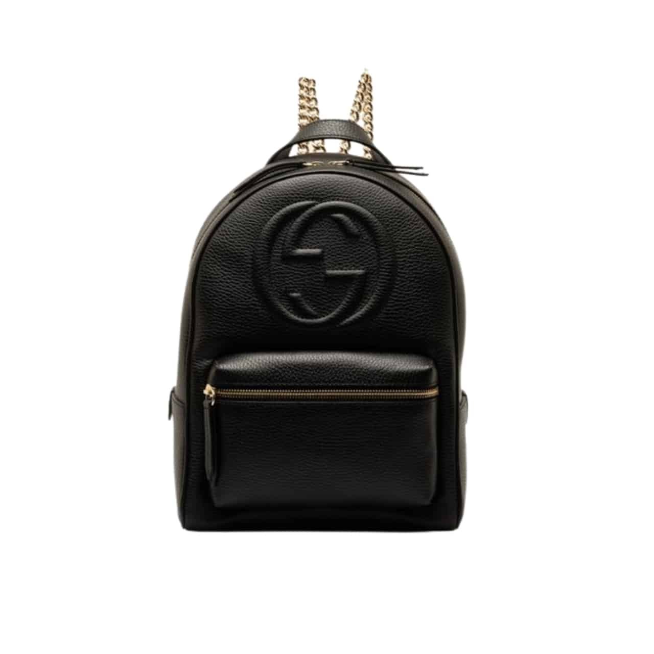 Thumbnail-24-10 Gucci Soho Chain Leather Backpack Black 31cm - Image 1