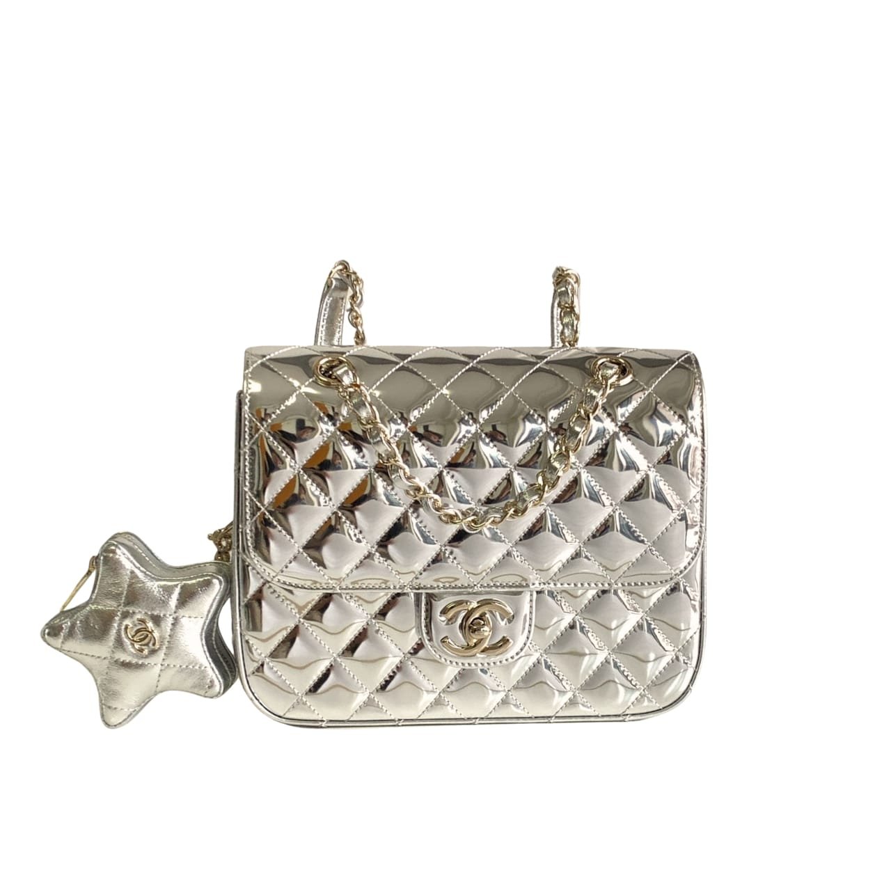 Thumbnail-27-3 Chanel 24C Mirror Star Coin Purse Mini Flap Bag Metallic Silver 23Cm - Image 1