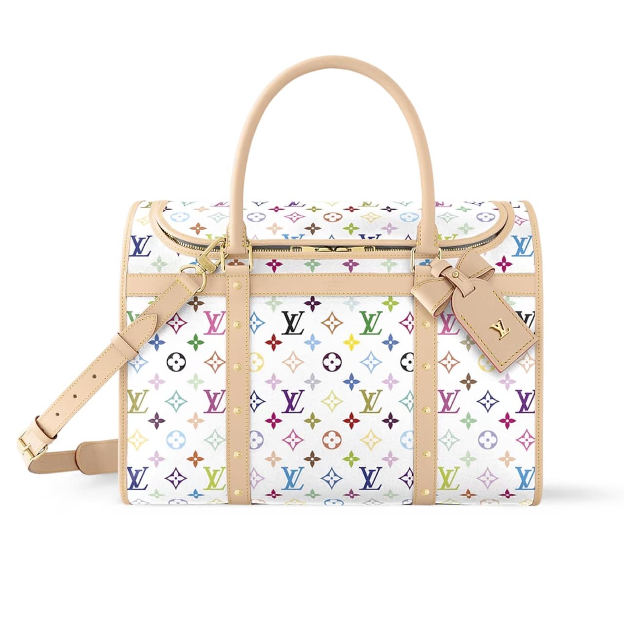 Thumbnail-3-3-3 Louis Vuitton X Takashi Murakami Dog Bag Multicolore Blanc 40Cm M13741 - Image 1