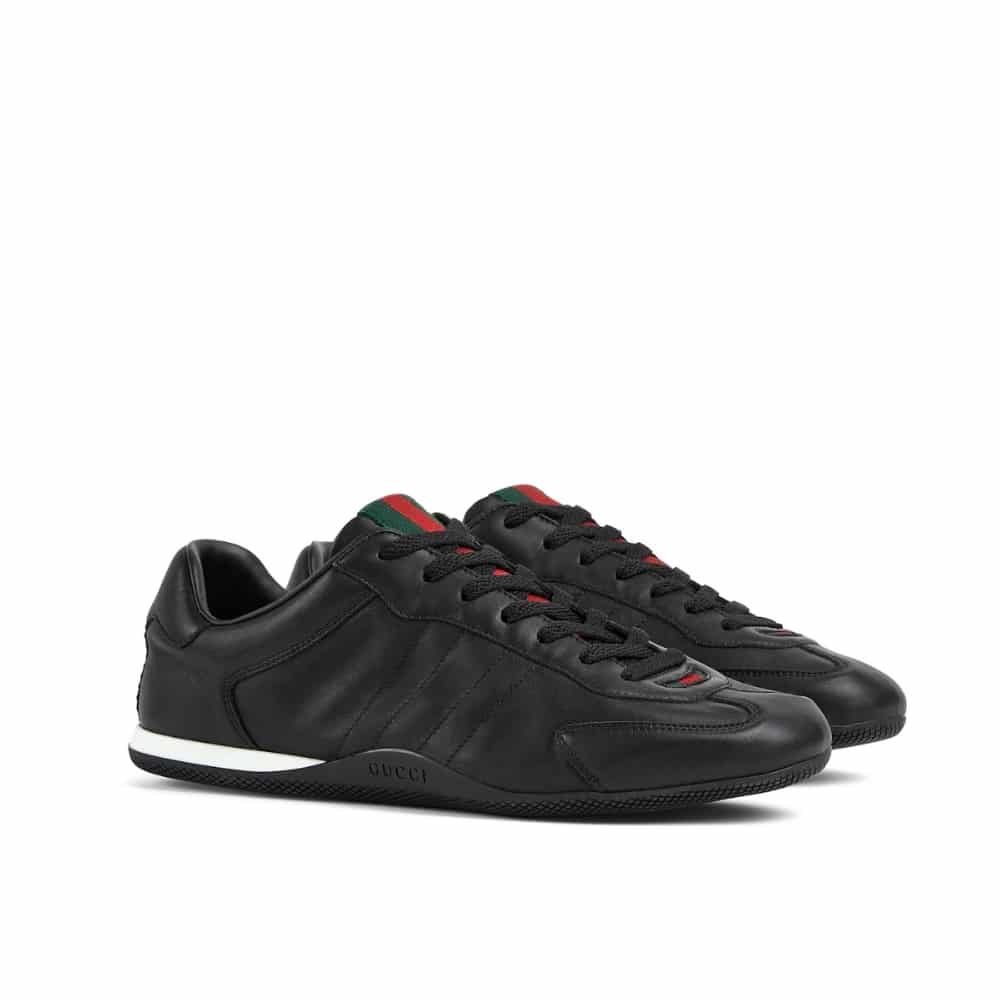 Thumbnail-3-4 Gucci Men Shift Trainers All Black Leather 857018 Aafuh 1086 - Image 1