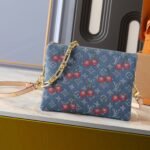 Louis Vuitton X Takashi Murakami PM Coussin Bag Denim Monogram Cherry Blue 26Cm M14978 - Image 3