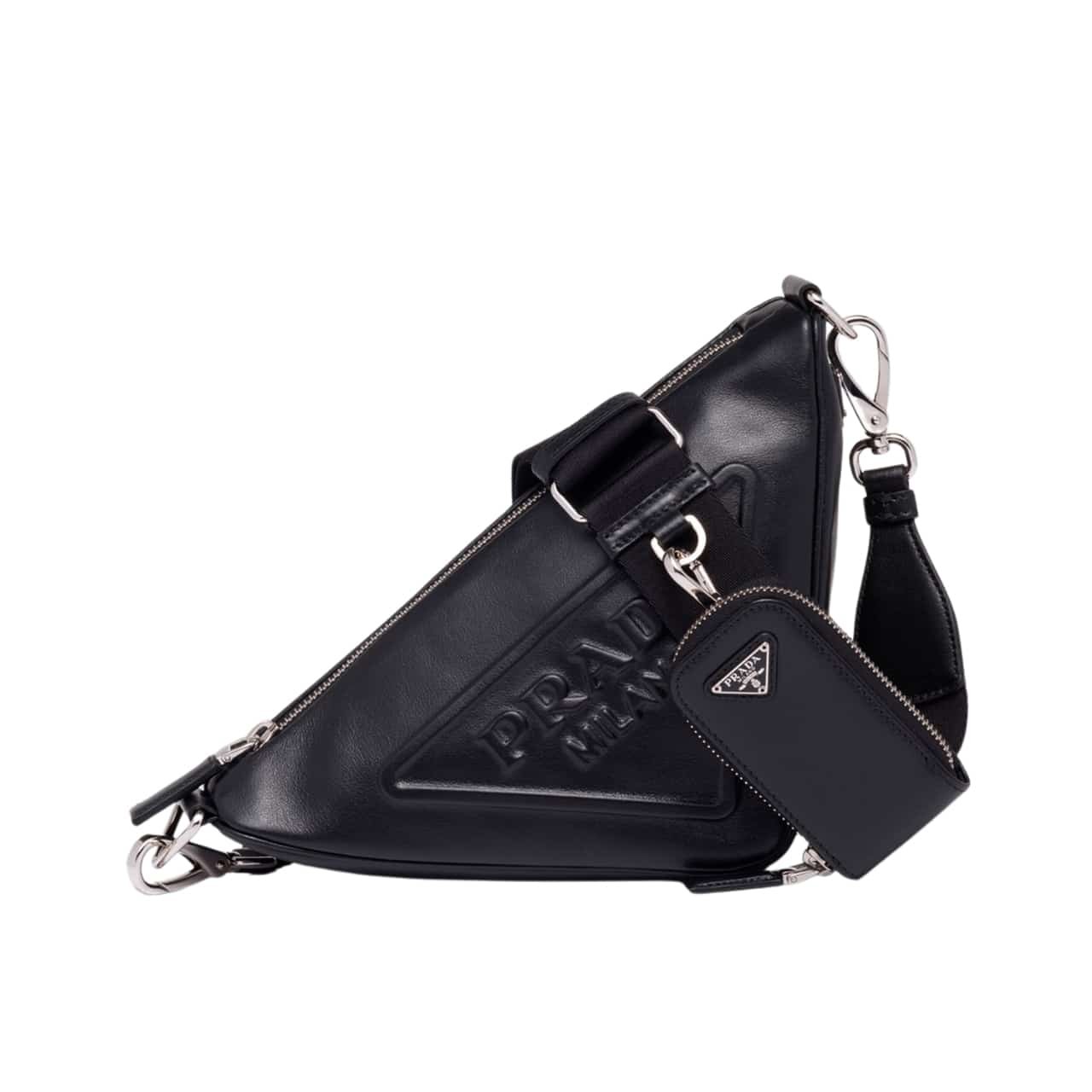 Thumbnail-44-1 Prada Triangle Leather Mini Bag Black 27Cm 1Bh190 2Bya F0002 V Bro - Image 1