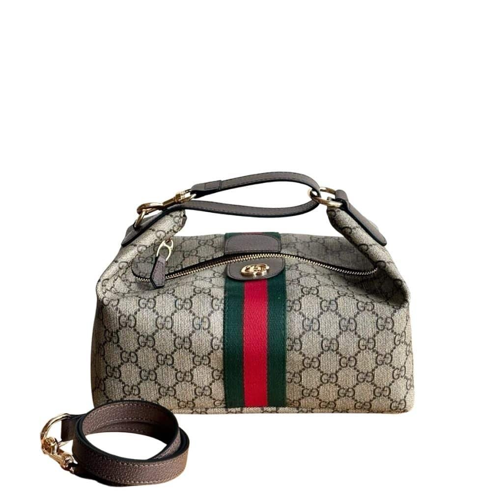 Thumbnail-5-1-1 Gucci Vanity Medium Top Handle Bag Beige And Ebony 27Cm - Image 1