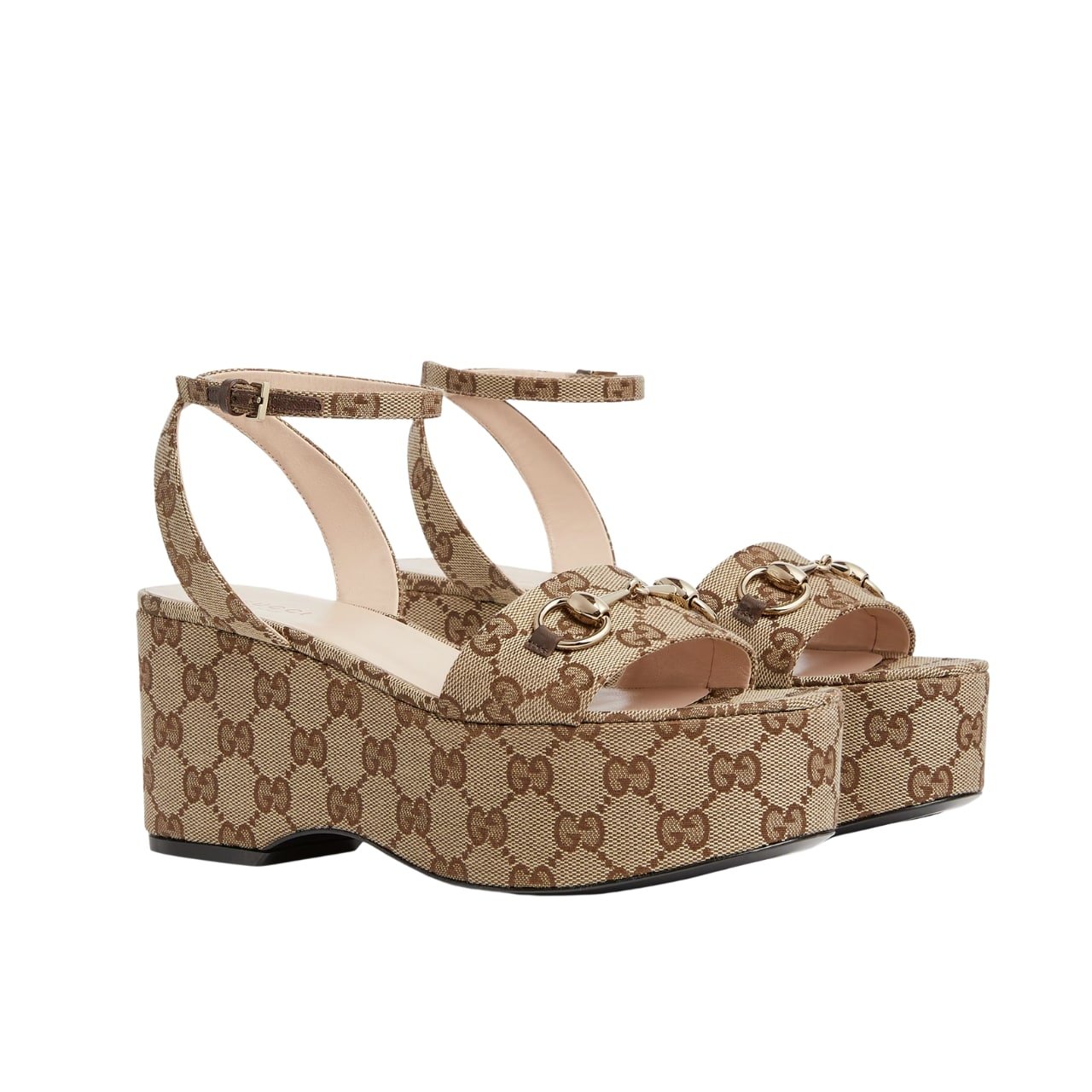 Thumbnail-5-5 Gucci Women Horsebit Flatform Sandal Beige And Ebony 794718 2Hk80 9741 - Image 1