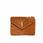 Saint Laurent Cinnamon Loulou Small Chain Bag In Suede Brown 23Cm