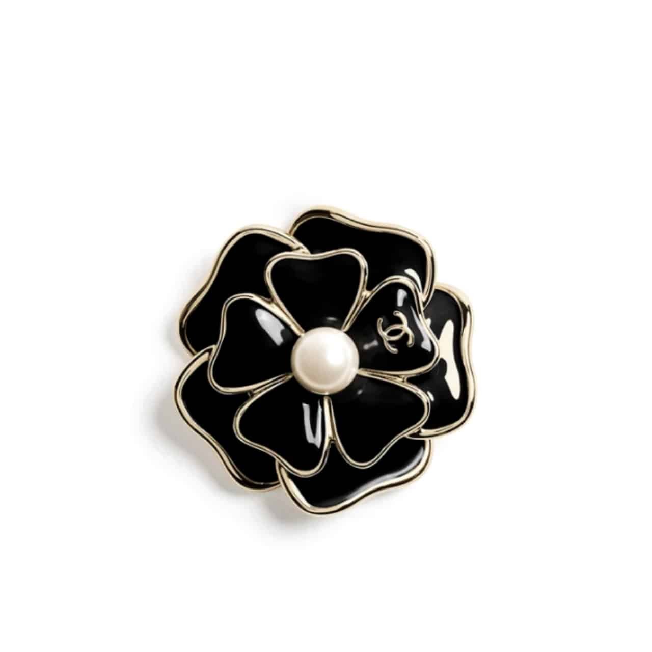 Thumbnail-6-2-5 Chanel Brooch Metal And Resin Gold With Black Pearly White Abg238 B21624 U3367 - Image 1