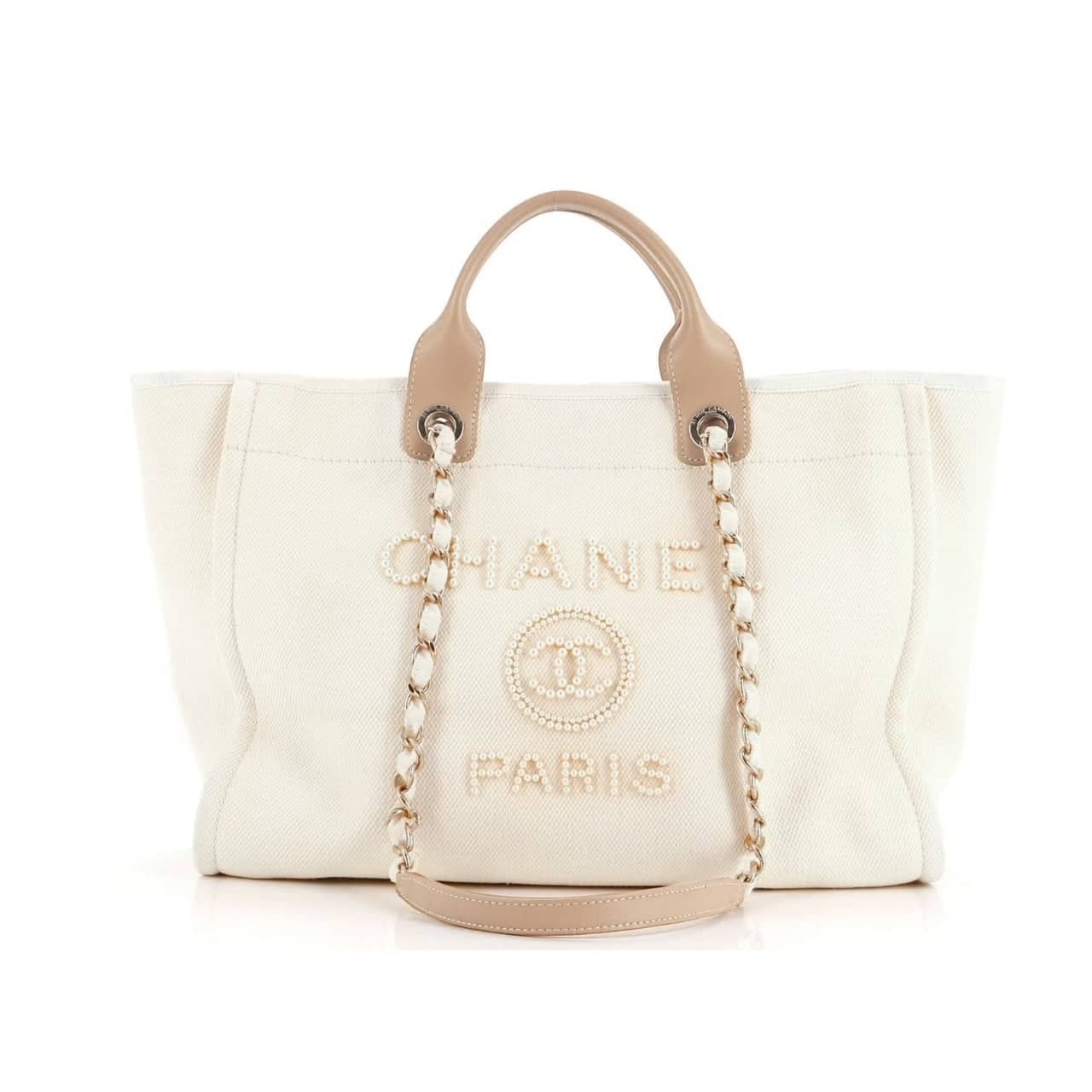 Thumbnail-61-1 Chanel Cc Canvas Pearl Deauville Beige 38cm - Image 1