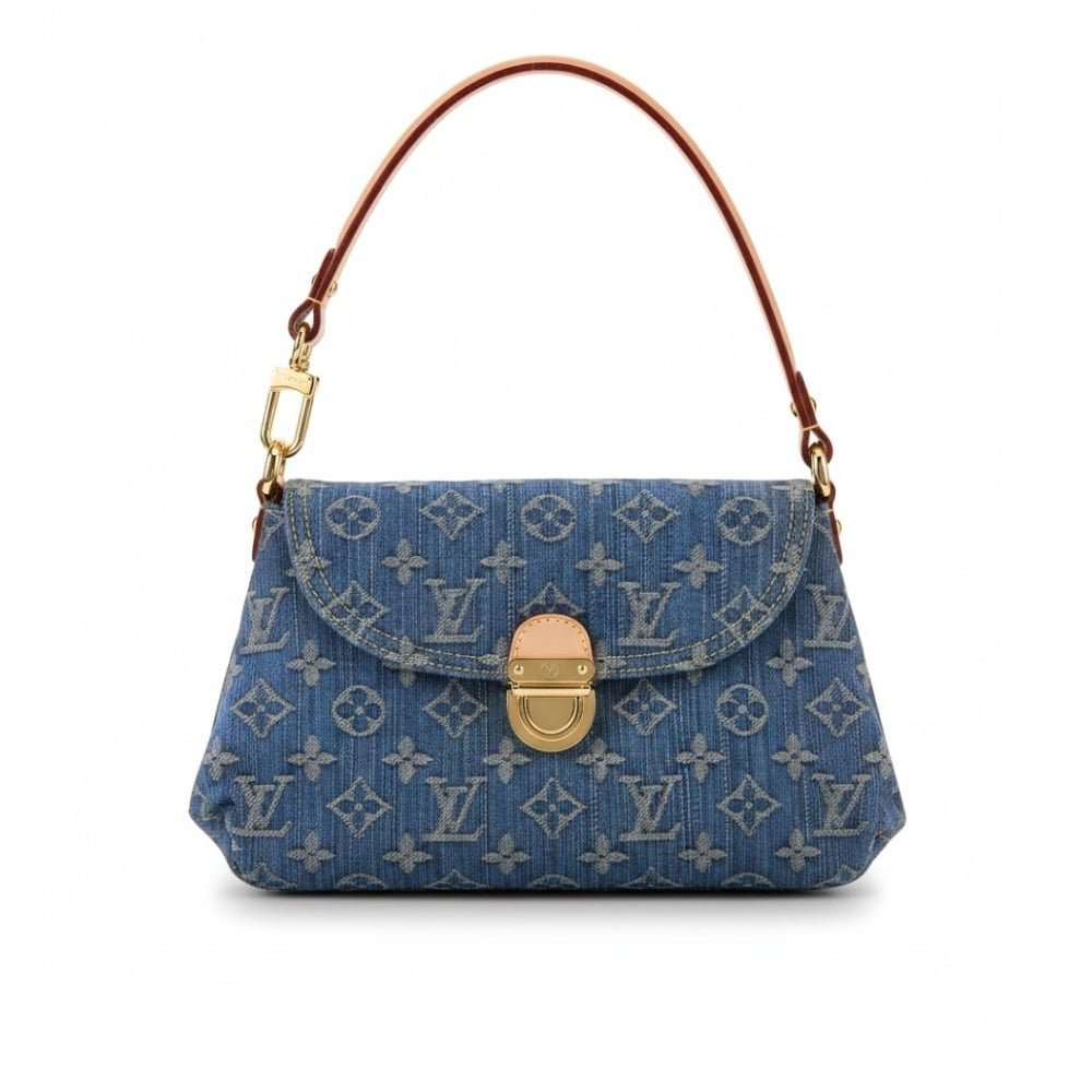 Thumbnail-7-6 Louis Vuitton Pleaty Handbag Monogram Denim Blue 26Cm M95050 - Image 1