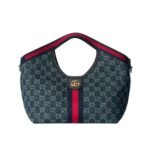 Gucci Giglio Small Tote Bag Blue And White GG Denim 25cm 860845 FAFRW 8864