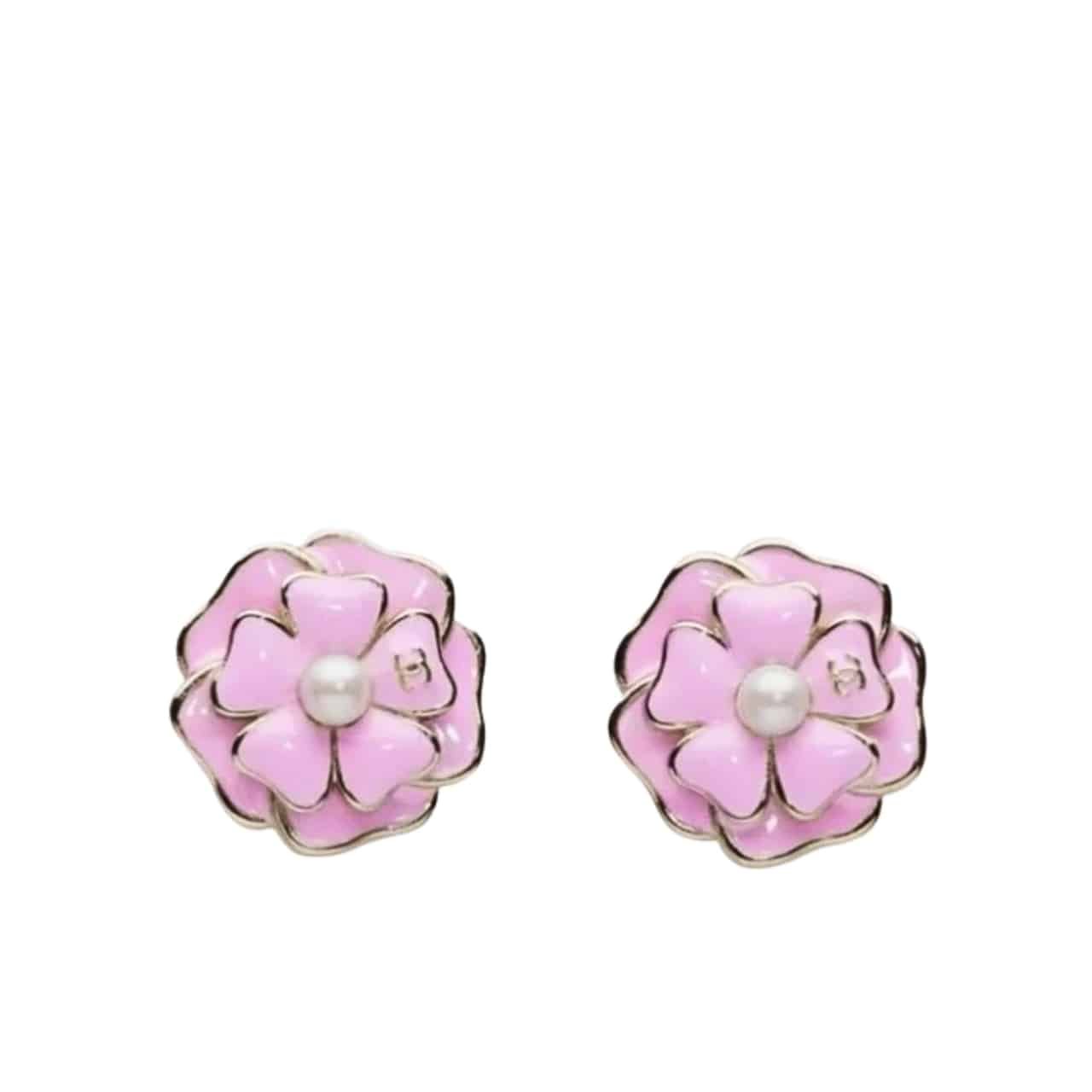 Thumbnail-8-3-2 Chanel Camellia Earrings Pink Abg218 B21624 U3368 - Image 1