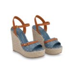 Louis Vuitton Helios Wedge Sandal Denim Blue 1Acizj
