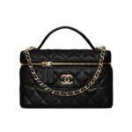 Chanel 25C Vanity With Chain Gold Hardware Black 19Cm