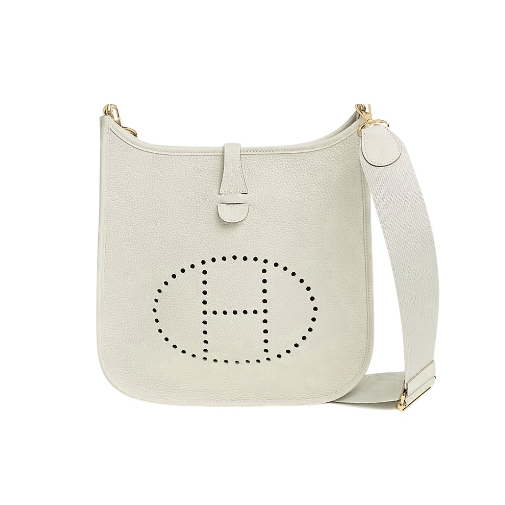 Thumbnails-6 Hermes Clemence Evelyne PM 25Cm White - Image 1