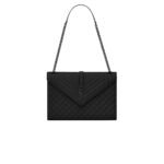 Saint Laurent Envelope Large Bag In Mix Matelassé Grain De Poudre Embossed Leather Black 31Cm 600166Bow981000