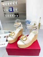 Valentino Garavani Vlogo Espadrille Platform Sandals White - Image 3