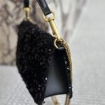 Valentino Loco Medium Vlogo Sequins Shoulder Bag Black 26Cm - Image 6