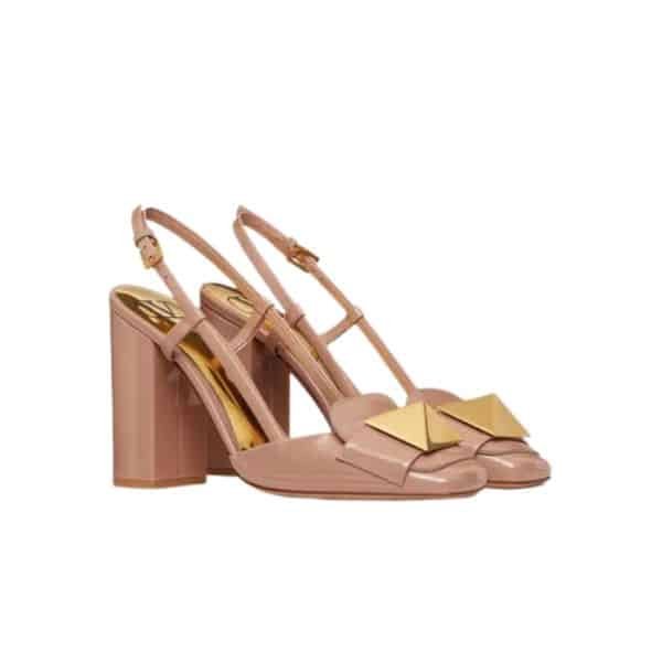 xr:d:DAFvKAz6u5U:625,j:8463795329823624248,t:23101202 Valentino Garavani One Stud Patent Leather Slingback Pump Rose Cannelle - Image 1