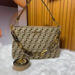Fendi Olock Zip Dove Browntapestry Fabric Bag 8Br805Alfvf1Iqu - Image 2