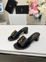 Saint Laurent Slide Sandals Heeled Black - Image 3