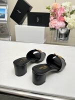 Saint Laurent Slide Sandals Heeled Black - Image 7