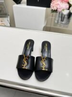 Saint Laurent Slide Sandals Heeled Black - Image 2