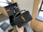Saint Laurent College Mini Chain Bag In Shiny Crackled Leather Black 20Cm 779430Dzh071000 - Image 2